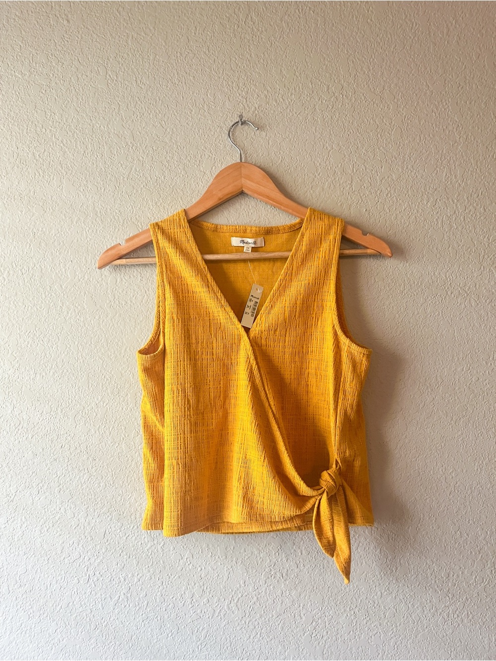 Madewell Mustard Yellow Textured Tie-Front Camisole XS NWT